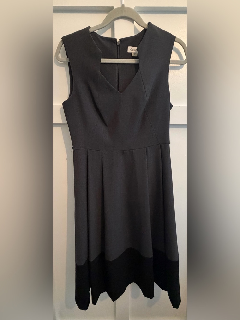 Calvin Klein Charcoal and Black Sleeveless V-Neck Mini Dress